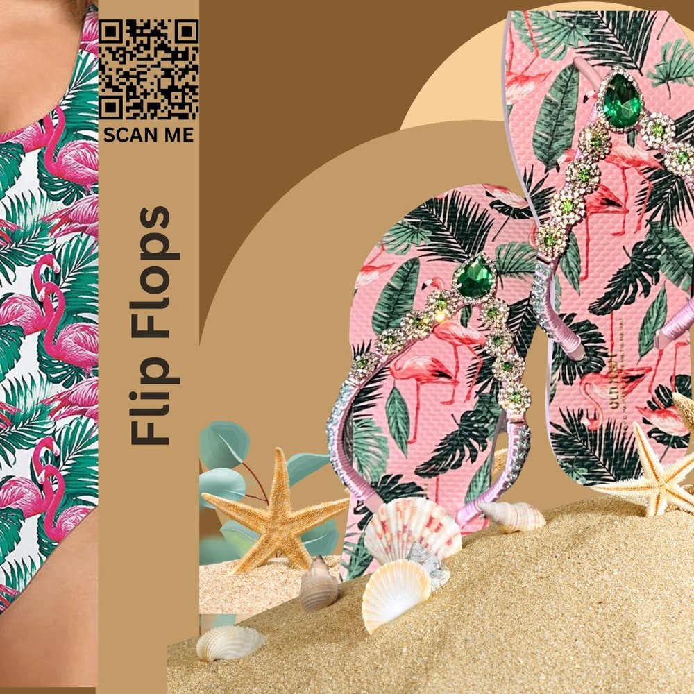 Pink Flamingo Flip Flops, Tropical Bird Sandals, Beach Shoes, Bachelorette Party - Picture 12 of 16
